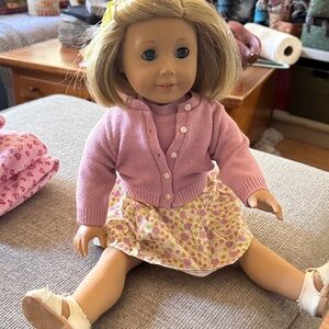 American Girl Doll in Lavender Cardigan and Floral Skirt